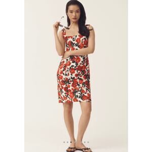 NWT /Maeve for Anthropologie / square-neck midi dress red rose print /sz M